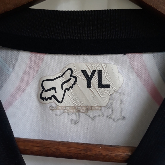 Fox jersey. Black & white with neon colors.  Sz YL - Picture 5 of 6